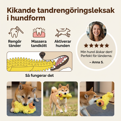 Kikande tandrengöringsleksak i hundform