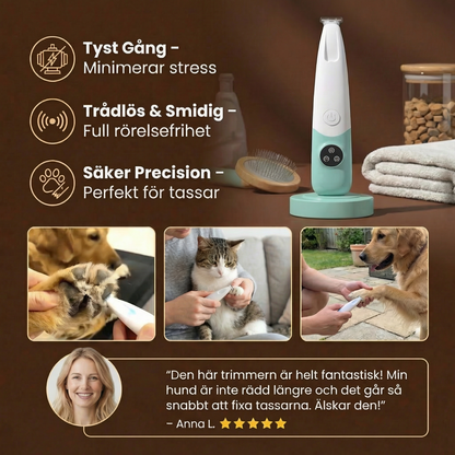 Pet Paw Trimmer – Tyst, Trådlös Grooming Trimmer för Hundar och Katter