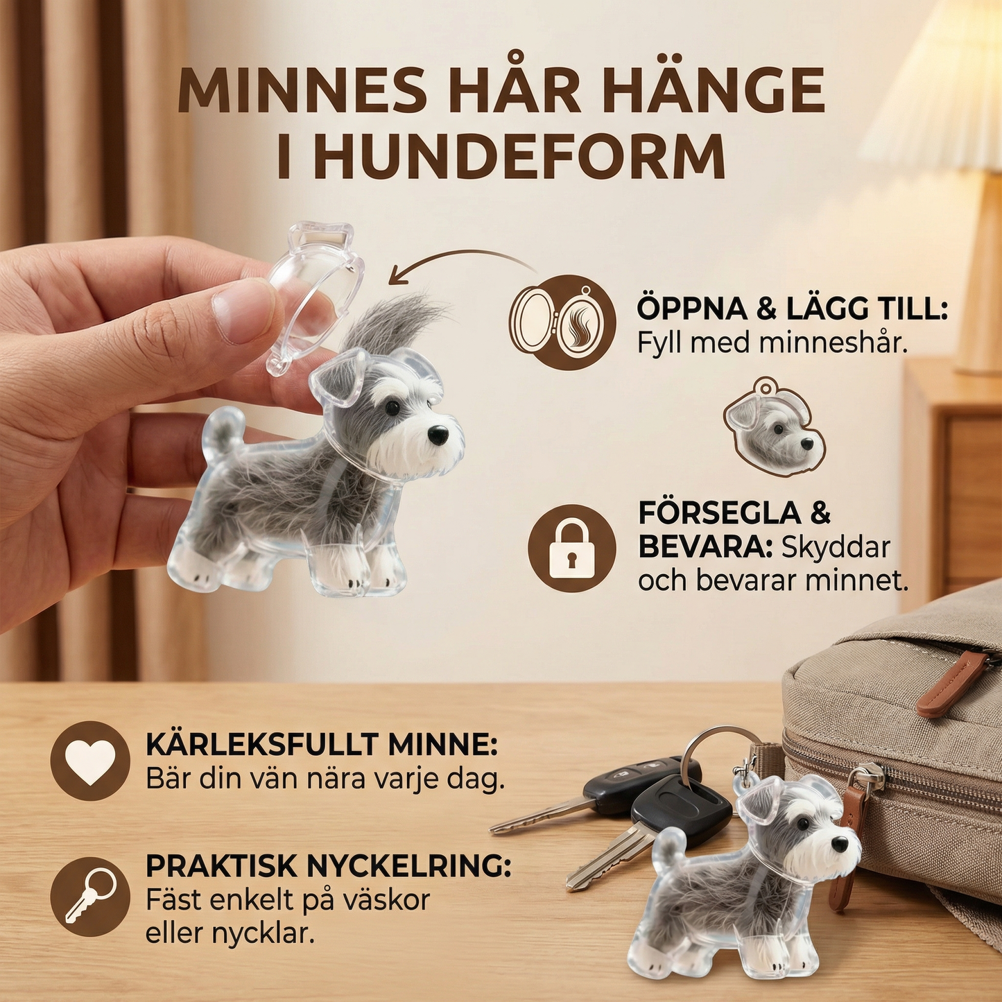 Minnes Hår Hänge i Hundeform
