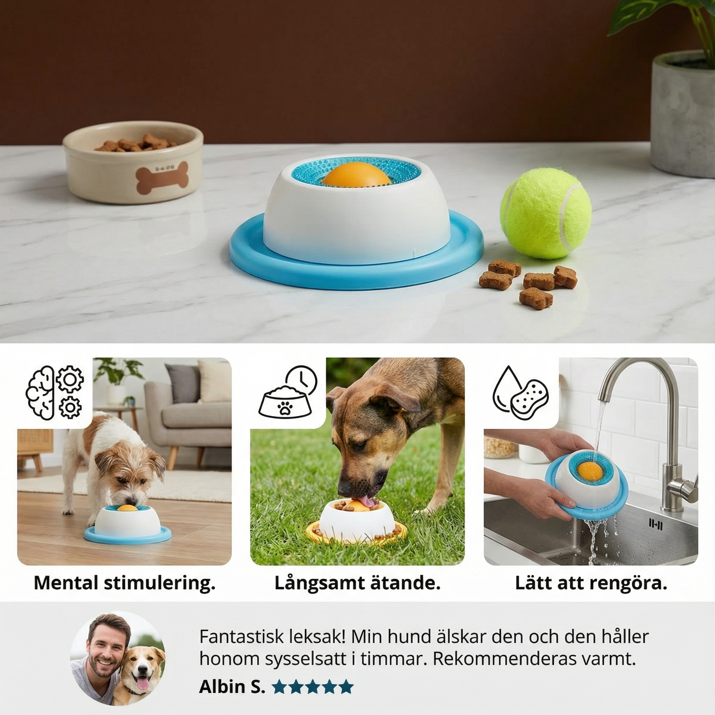 Interaktiv slickleksak med snacksbricka – Slow feeder för hundar