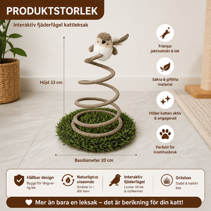 Interaktiv Fågelleksak För Katter Med Fjäder Och Gräsbas