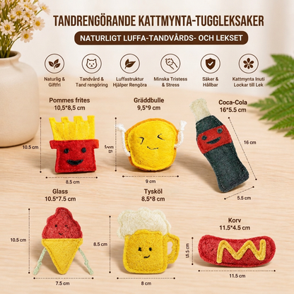 Tandrengörande Kattmynta-Kattleksaker – Naturligt Luffa-Tuggset För Tandvård & Lek