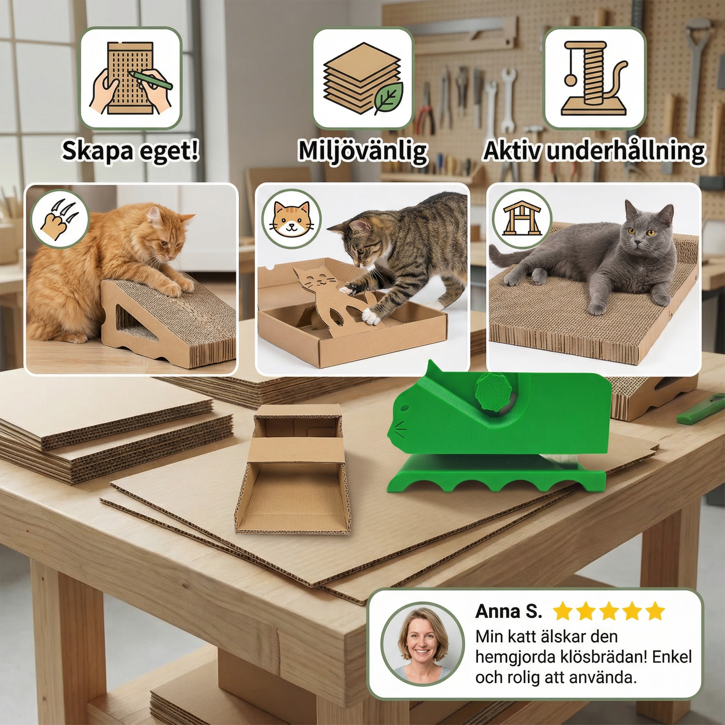 Gör-Det-Själv-Kit Med Klösbräda I Kartong För Katter