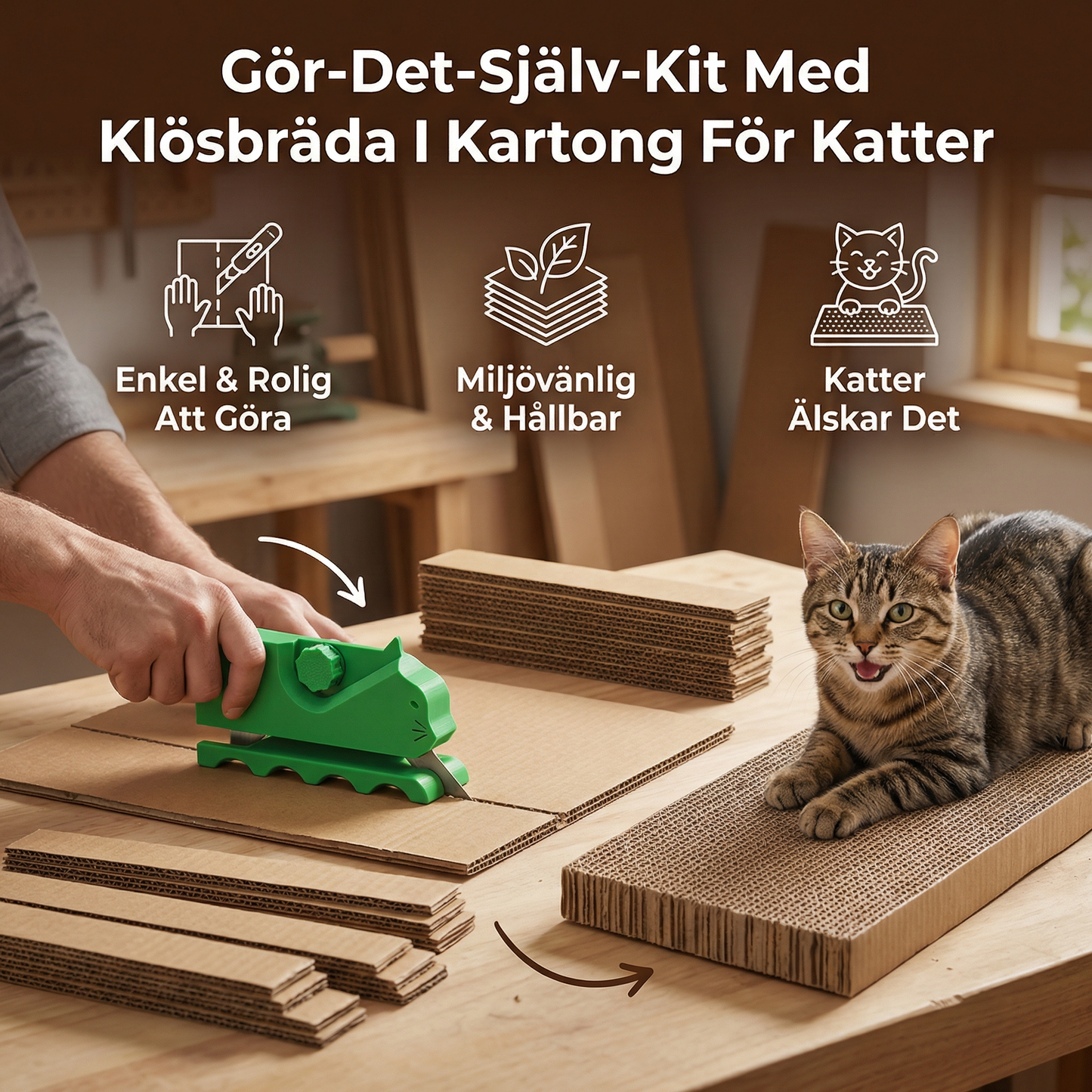 Gör-Det-Själv-Kit Med Klösbräda I Kartong För Katter
