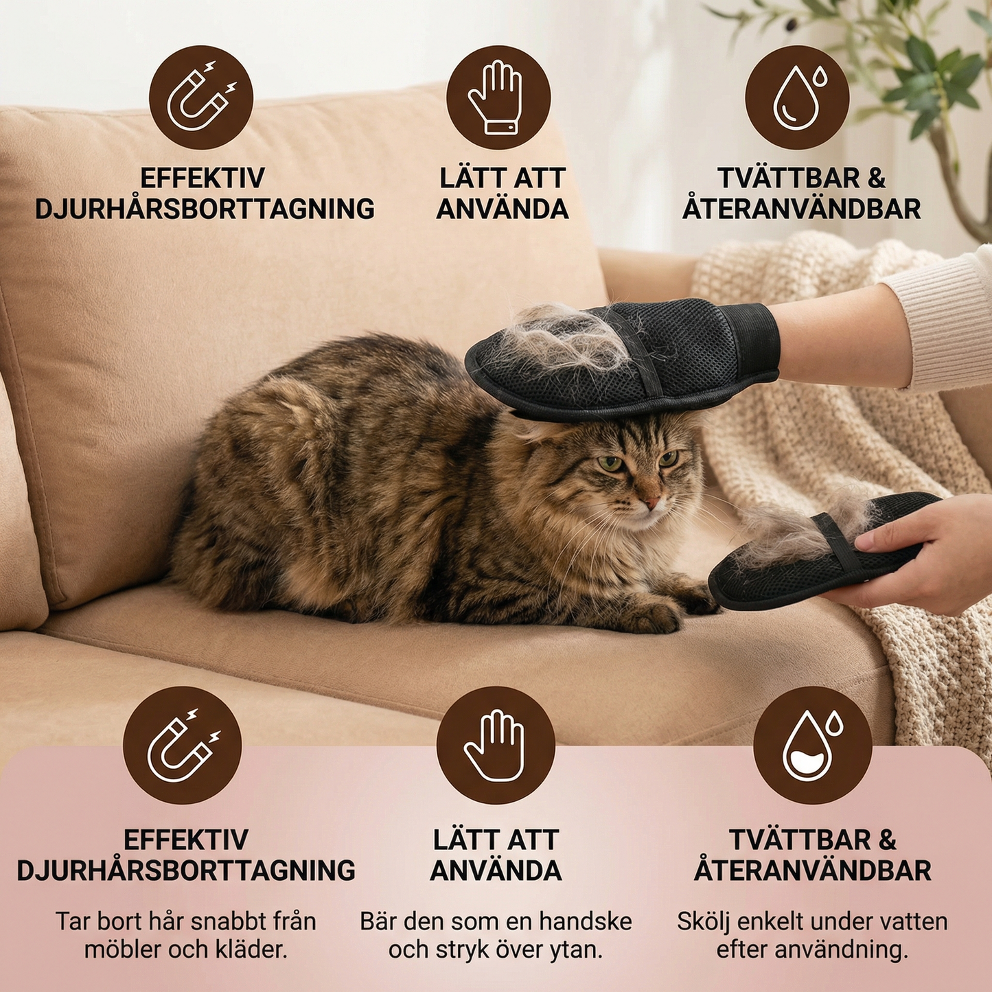 Praktisk hårborttagningshandske