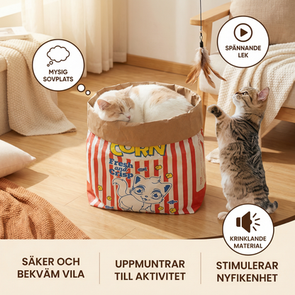 Kattens sömn & lek Kartong Popcornpåse