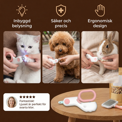 Professionell nagelklippare för husdjur med inbyggd belysning