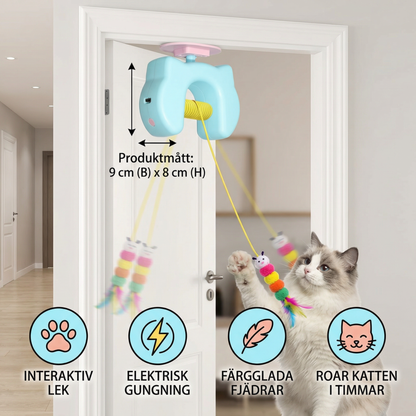 Interaktiv kattleksak med fjäder & automatisk gunga – elektrisk dörrhängd leksak för katter