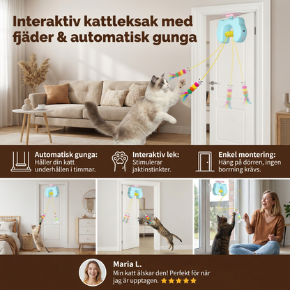 Interaktiv kattleksak med fjäder & automatisk gunga – elektrisk dörrhängd leksak för katter