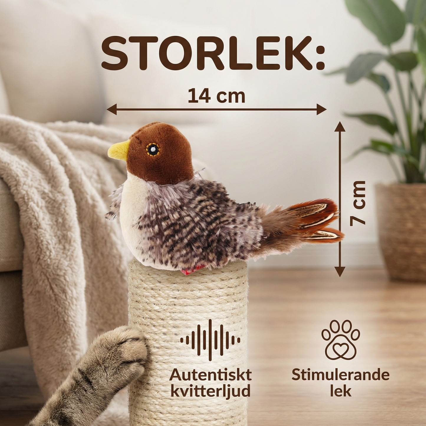Kvitterande fågel leksak för katter