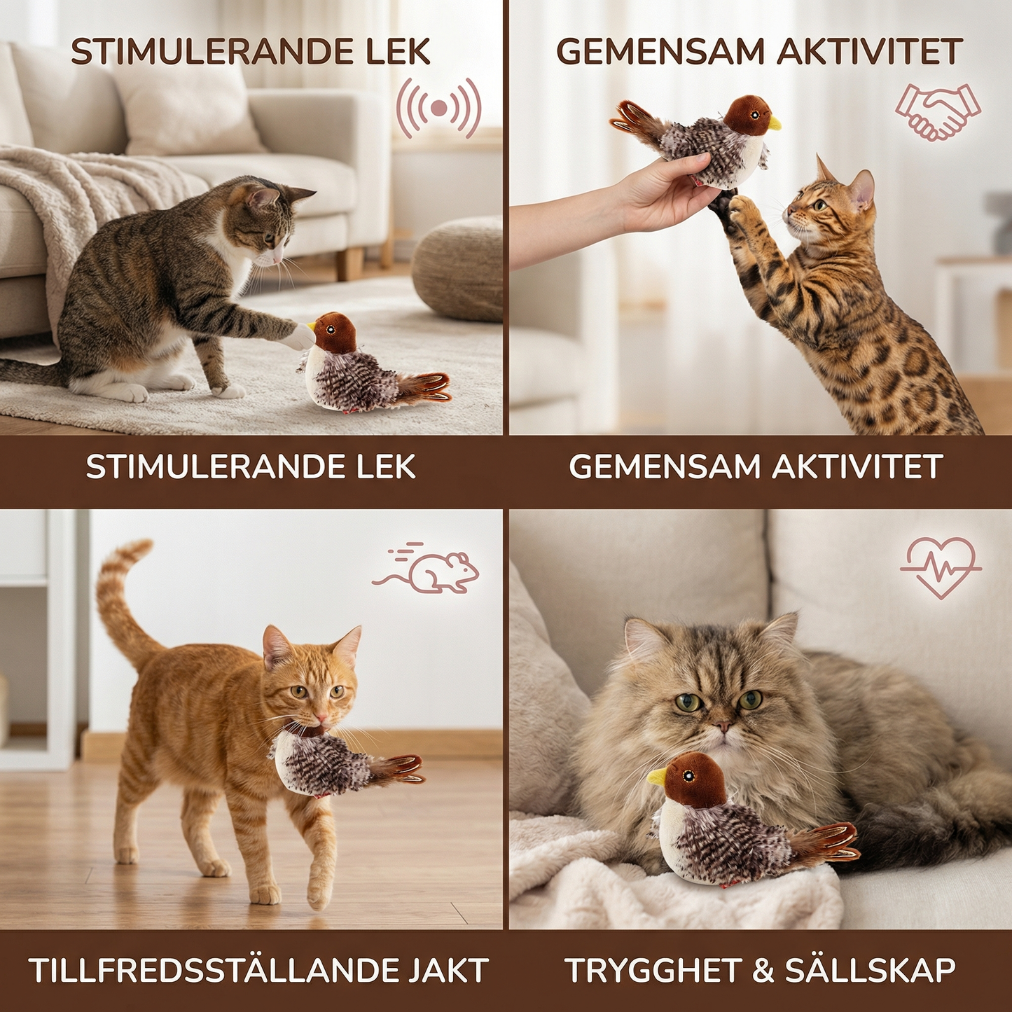 Kvitterande fågel leksak för katter