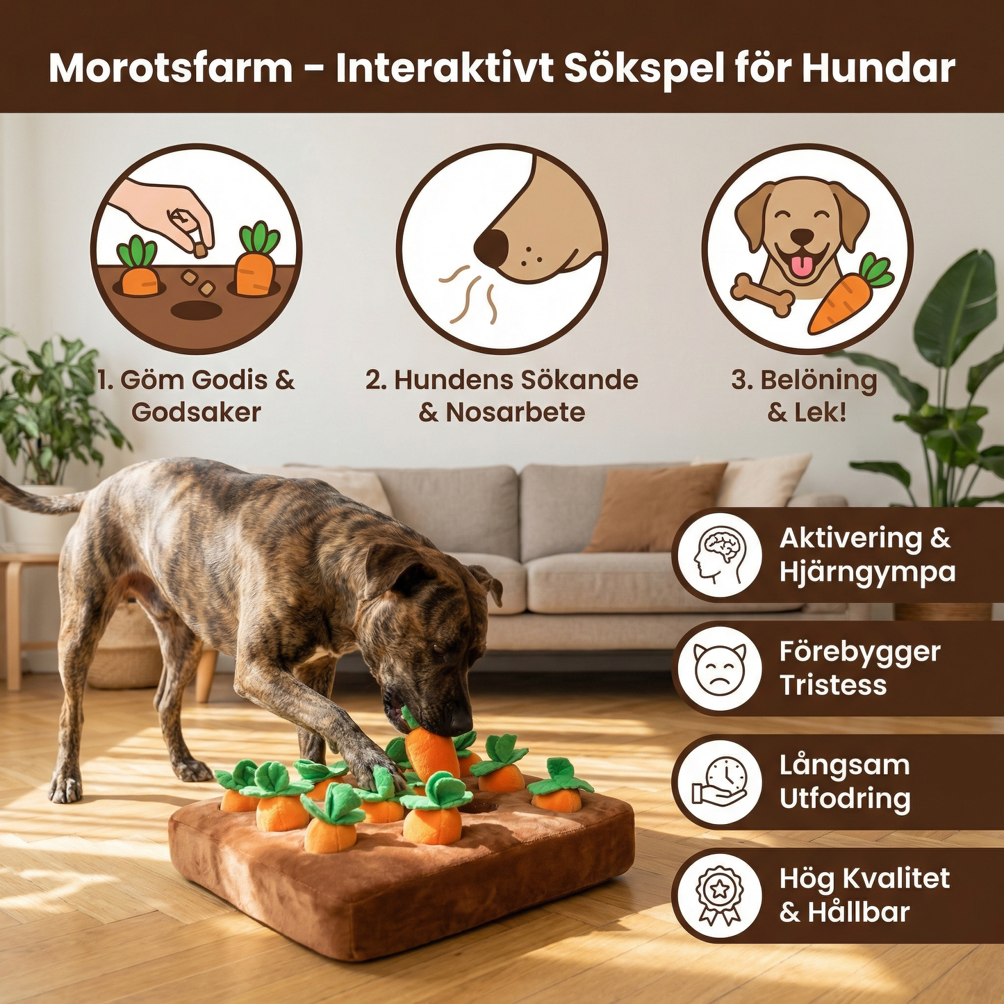 Morotsfarm – Interaktivt Sökspel för Hundar