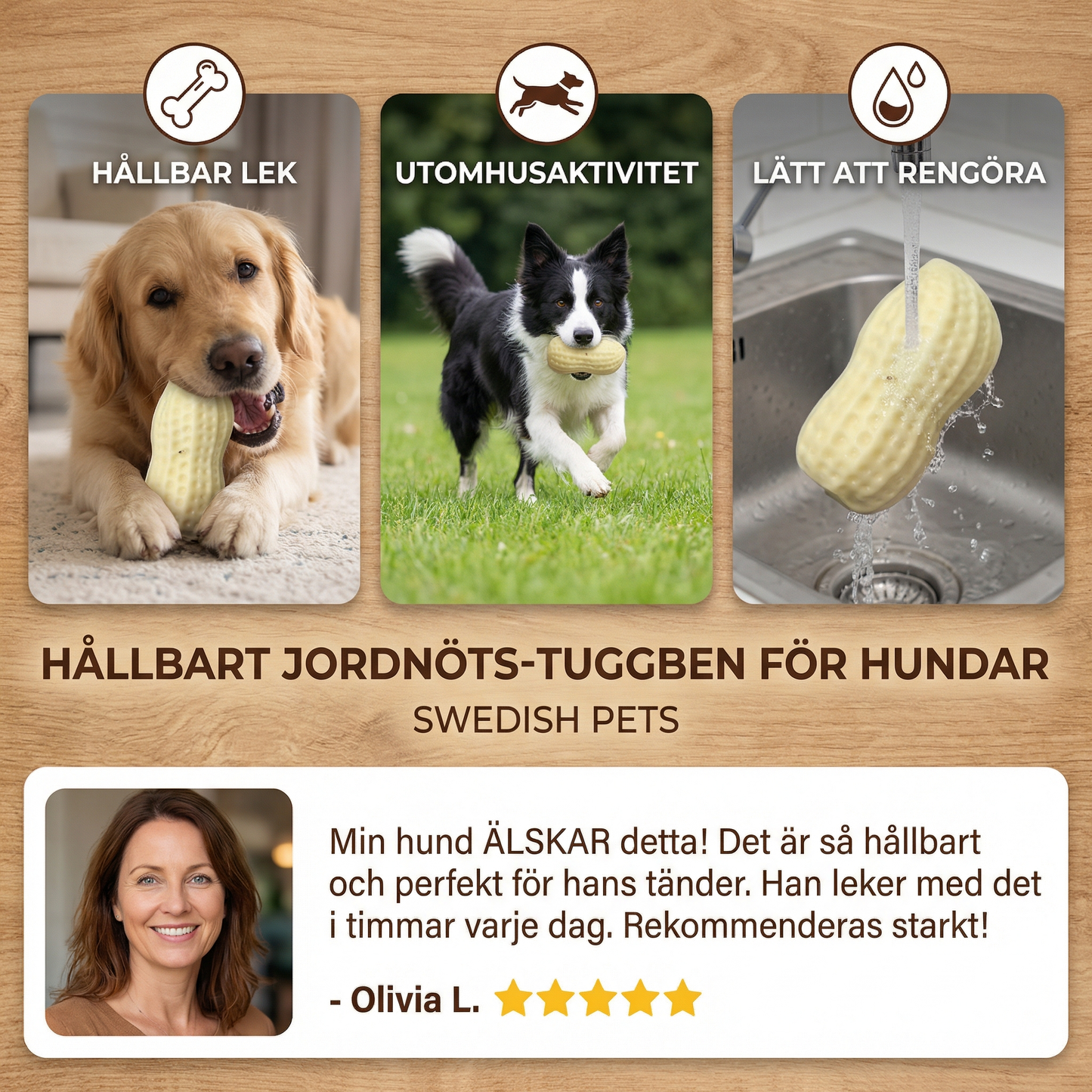 Hållbart Jordnöts-Tuggben för Hundar