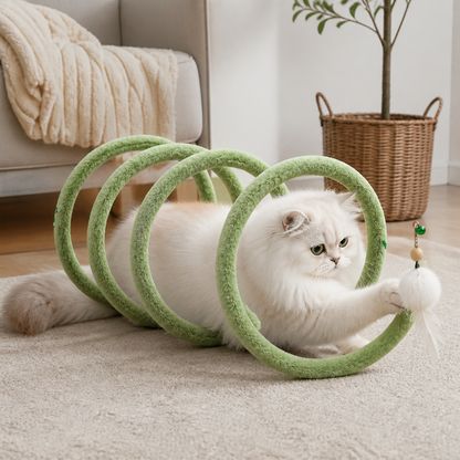 Hopfällbar Spiral Kattunnel Med Hängande Klocka