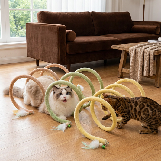 Hopfällbar Spiral Kattunnel Med Hängande Klocka
