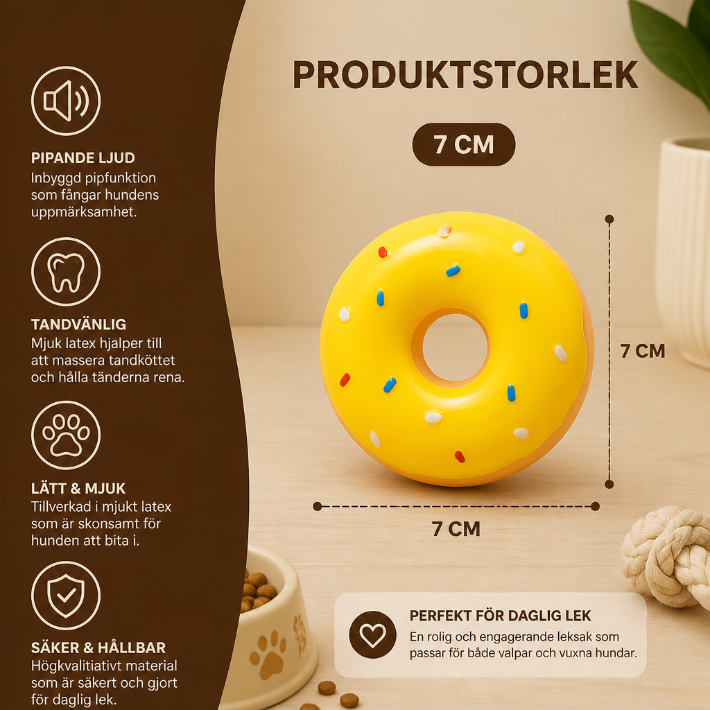 Färgglad Pipande Donut-Hundleksak