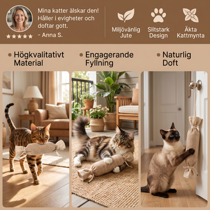 Miljövänlig kattleksak av jute med kattmynta – slitstark interaktiv leksakspåse