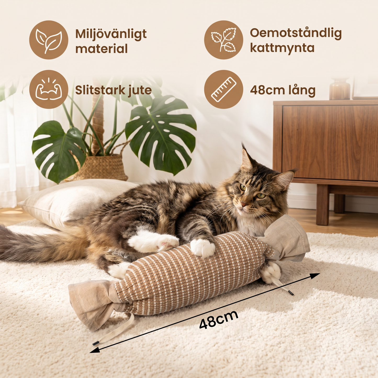 Miljövänlig kattleksak av jute med kattmynta – slitstark interaktiv leksakspåse