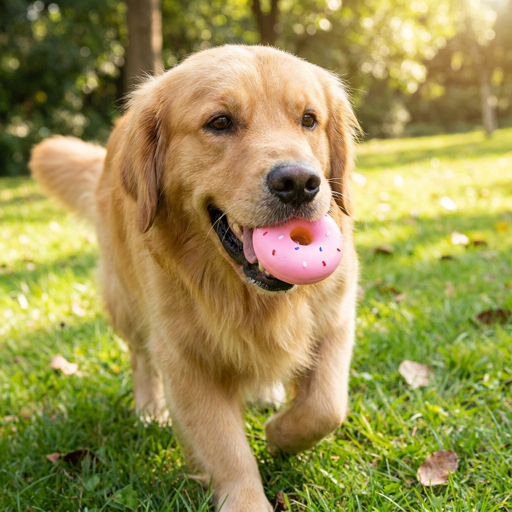 Färgglad Pipande Donut-Hundleksak