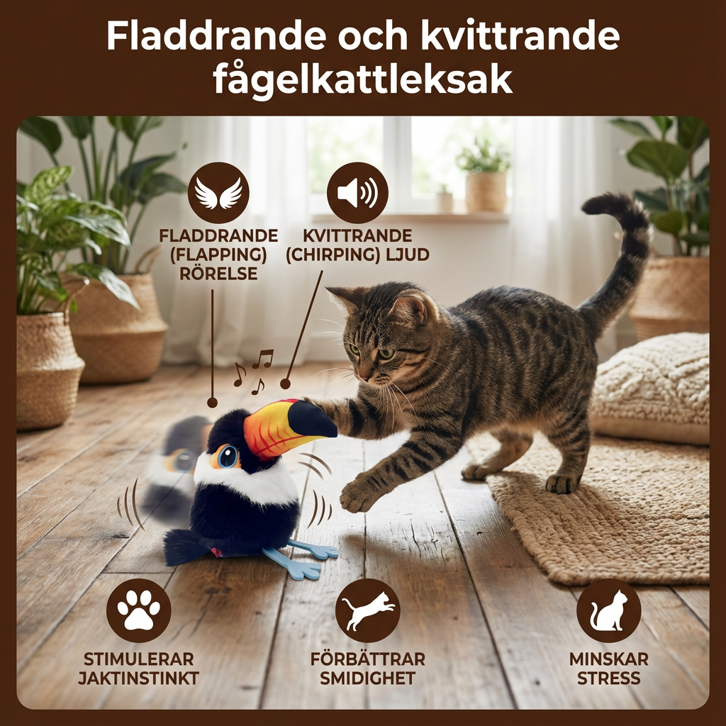 Fladdrande och kvittrande fågelkattleksak