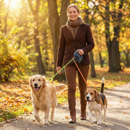 Praktisk Anti-Twist Dubbel Hundkoppel