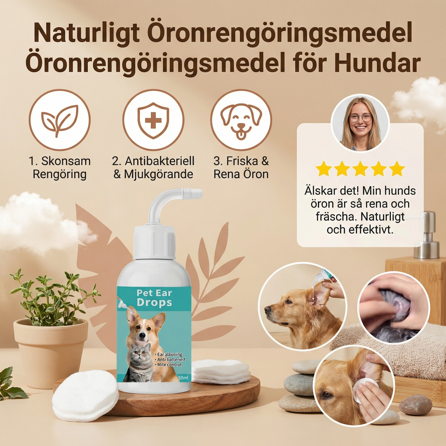Naturligt Öronrengöringsmedel för Hundar