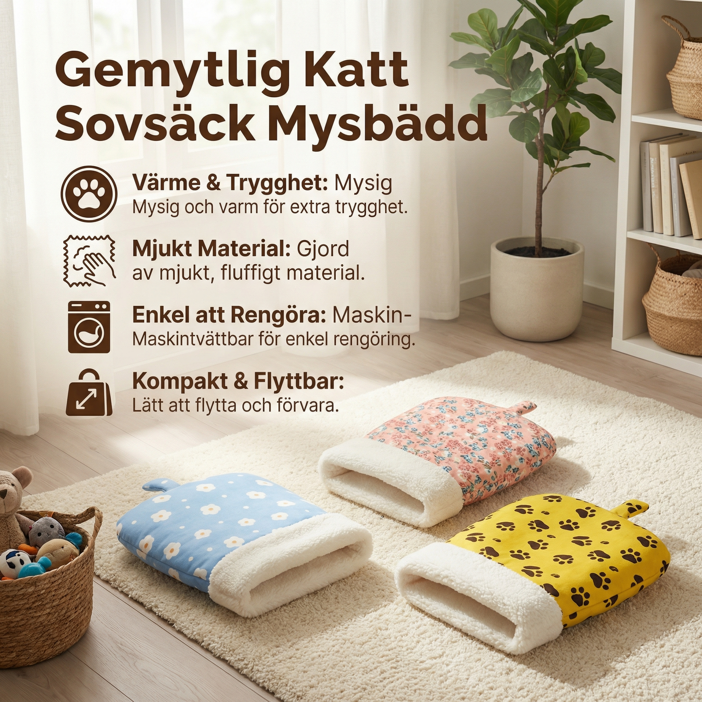 Gemytlig Katt Sovsäck Mysbädd