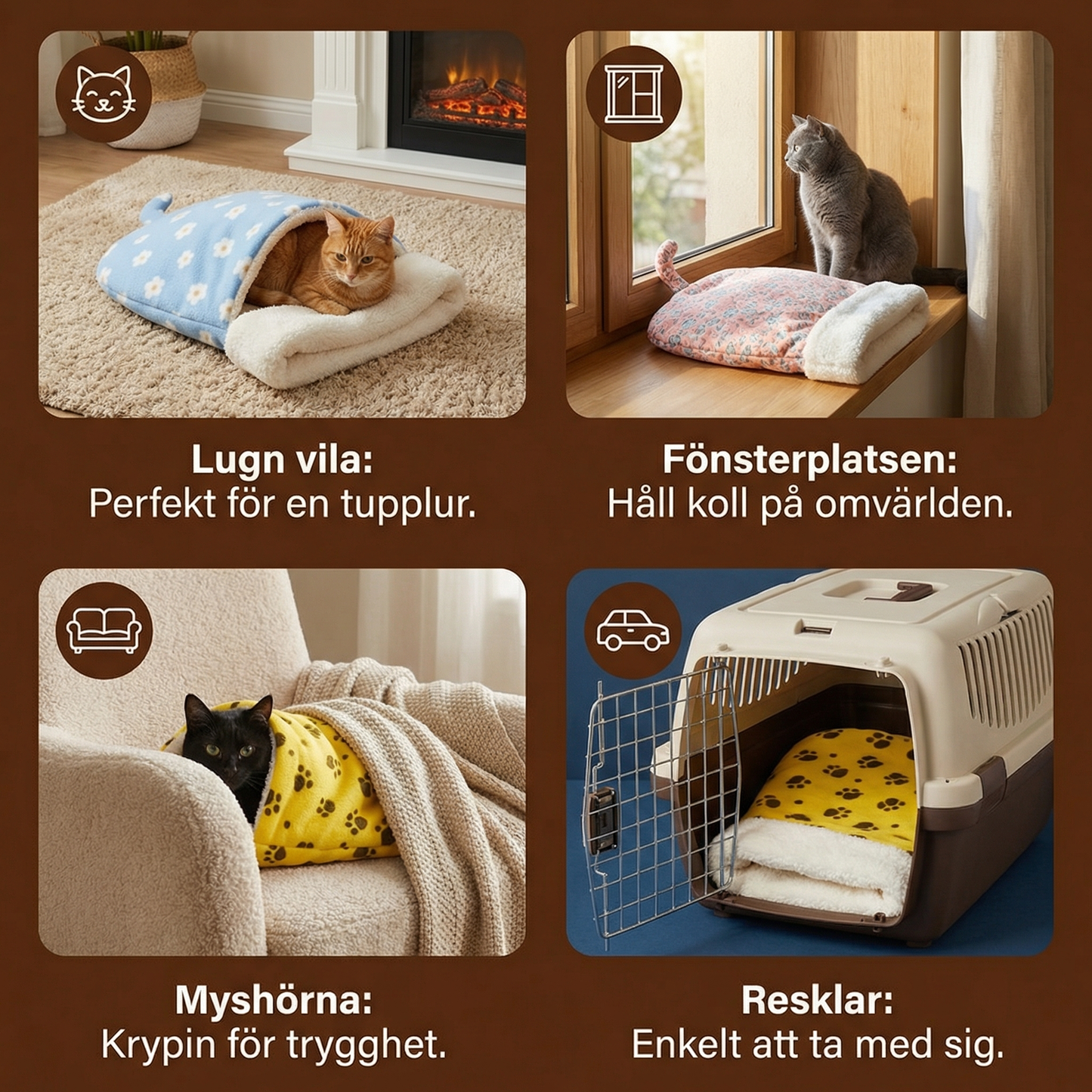 Gemytlig Katt Sovsäck Mysbädd