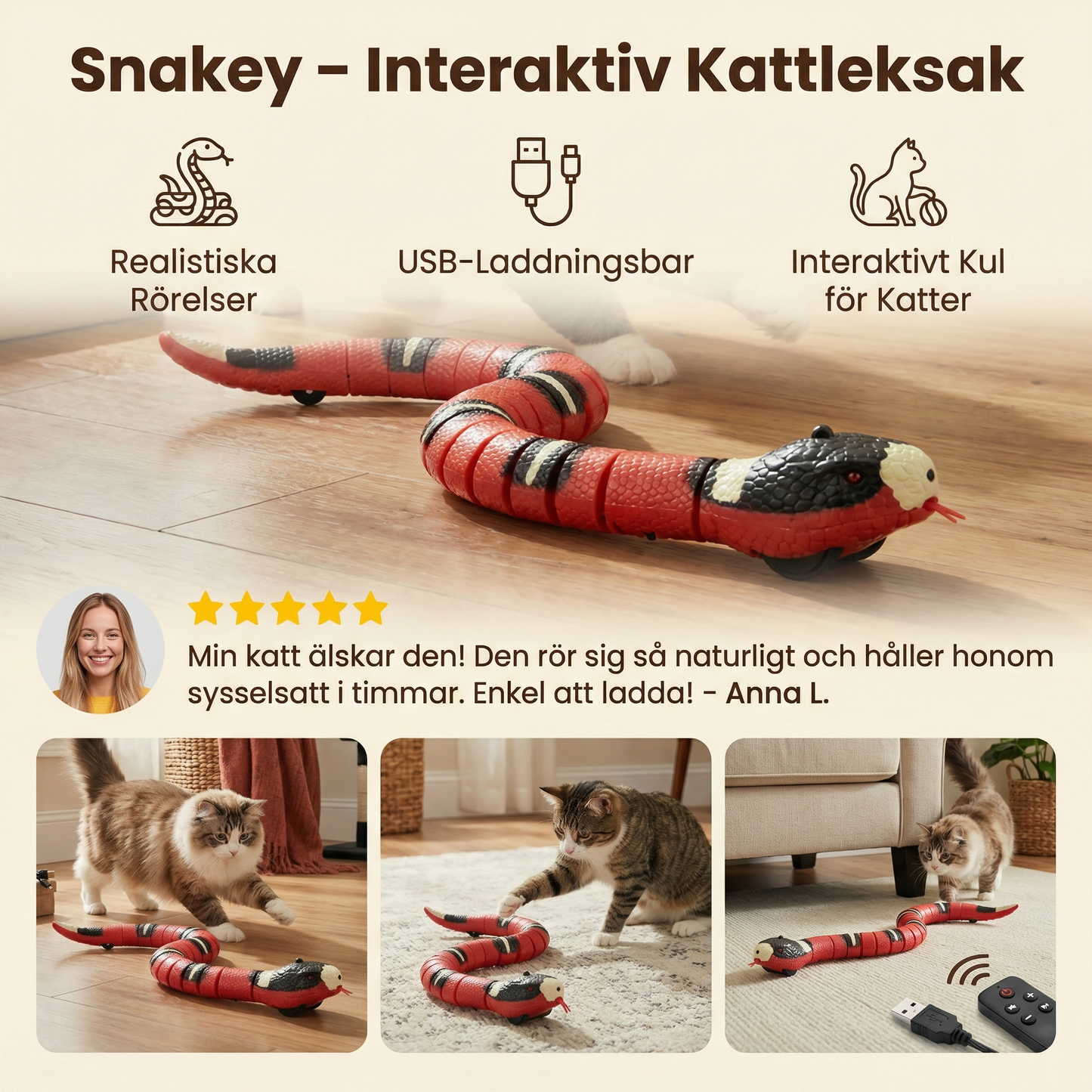 Snakey – Interaktiv Kattleksak