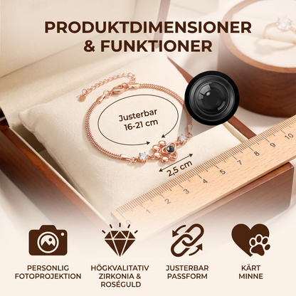 Personligt tassfotoarmband med projektion