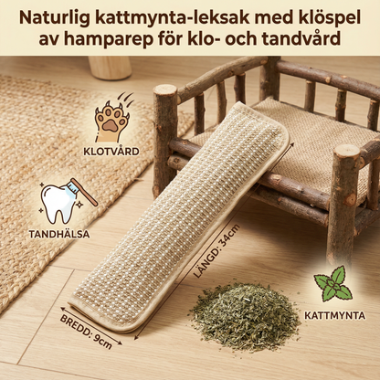 Naturlig kattmynta-leksak med klöspel av hamparep för klo- och tandvård