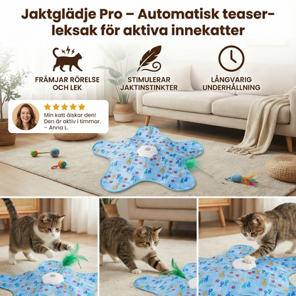 Jaktglädje Pro – Automatiskt teaser-leksak för aktiva innekatter