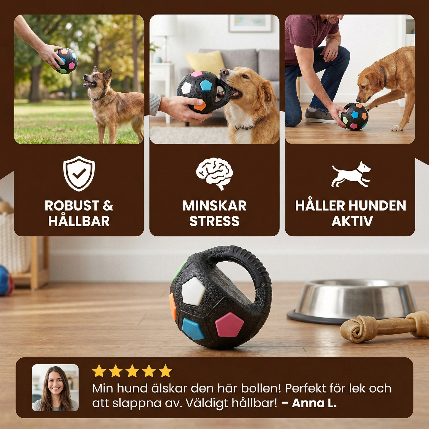 Robust leksaksboll för stressavlastning för hundar
