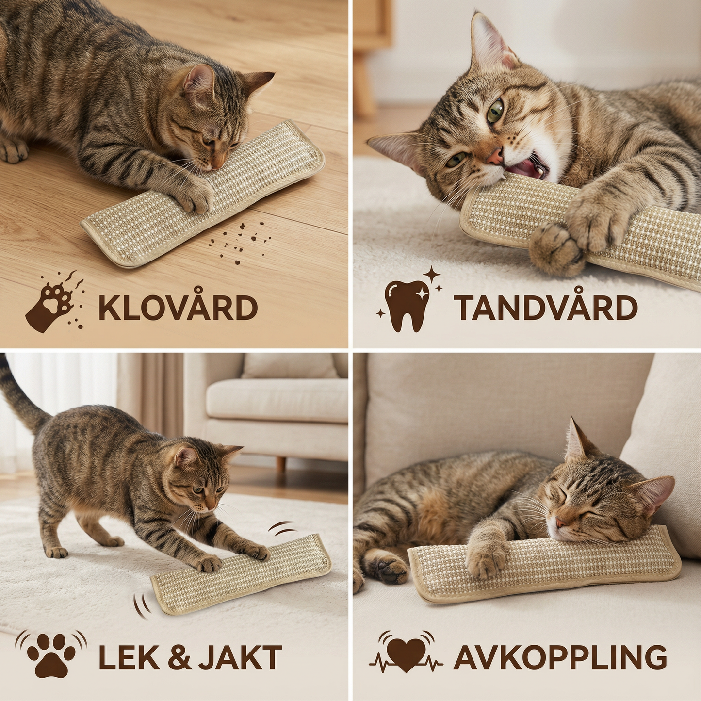 Naturlig kattmynta-leksak med klöspel av hamparep för klo- och tandvård