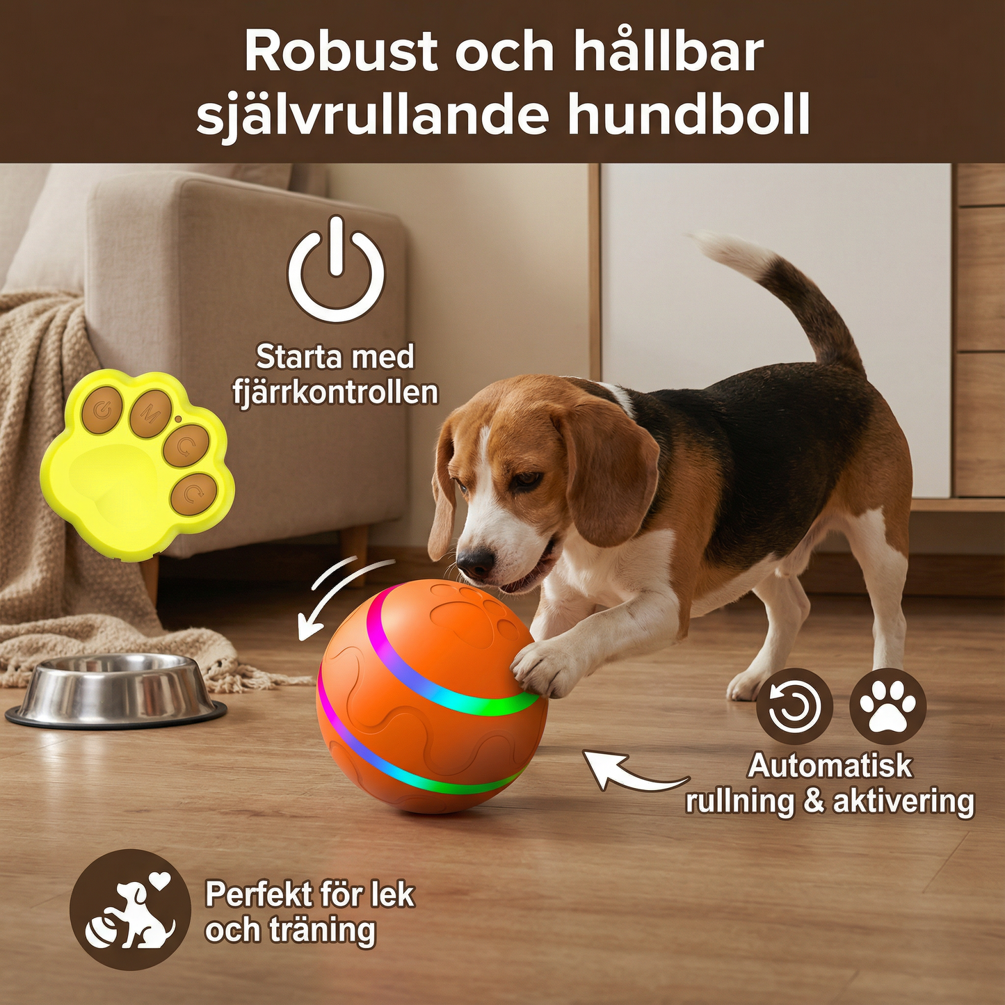 Robust och hållbar självrullande hundboll