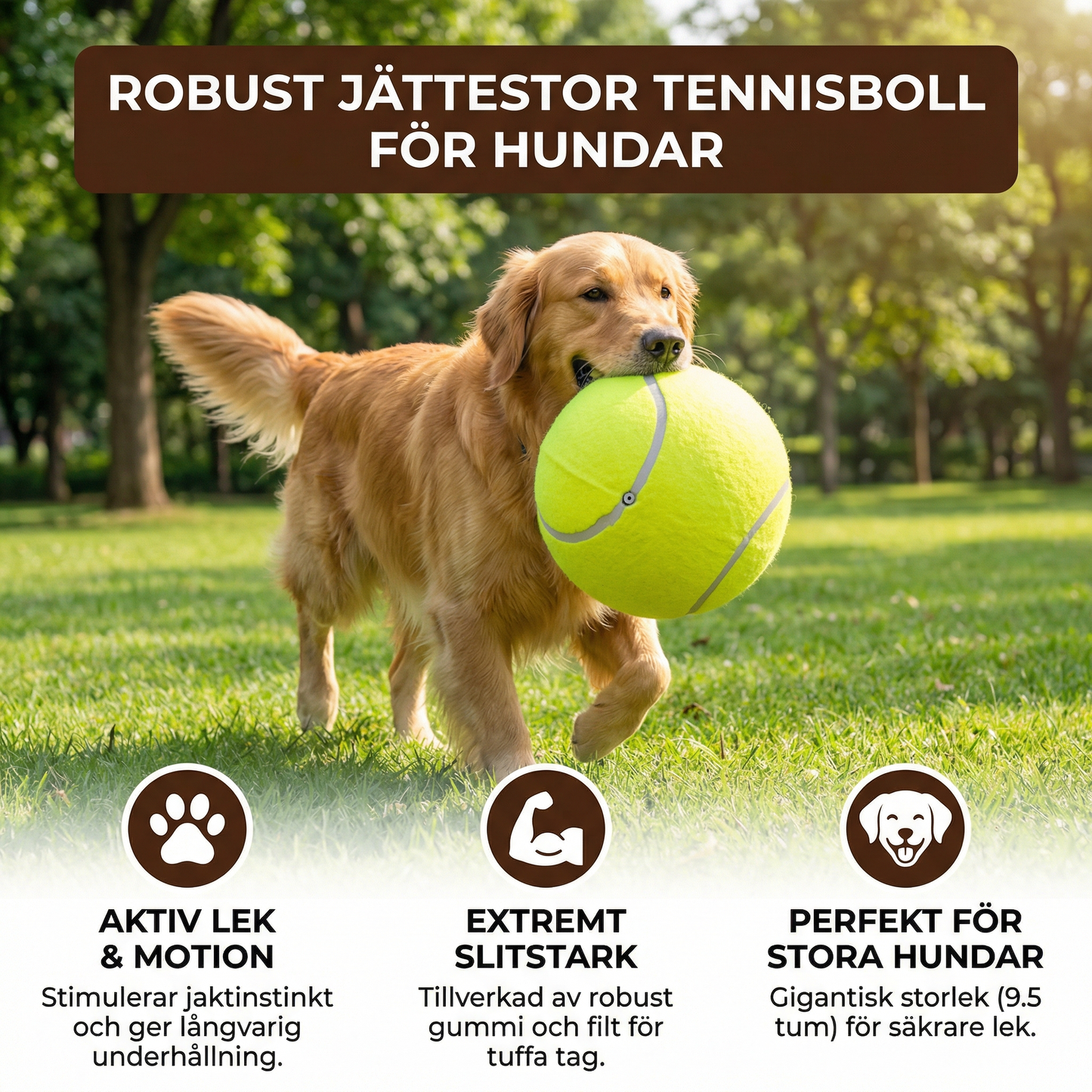 Robust jättestor tennisboll för hundar