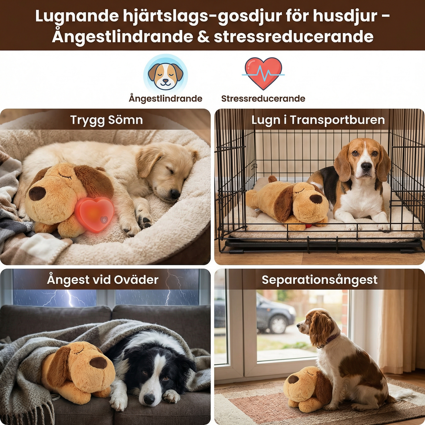 Lugnande hjärtslags-gosdjur för husdjur – Ångestlindrande & stressreducerande