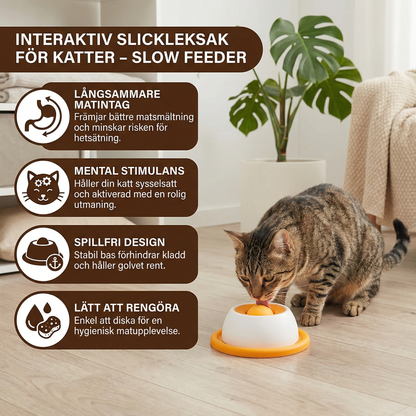 Interaktiv slickleksak med snacksbricka – Slow feeder för katter