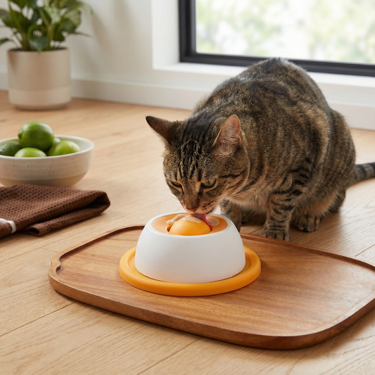 Interaktiv slickleksak med snacksbricka – Slow feeder för katter