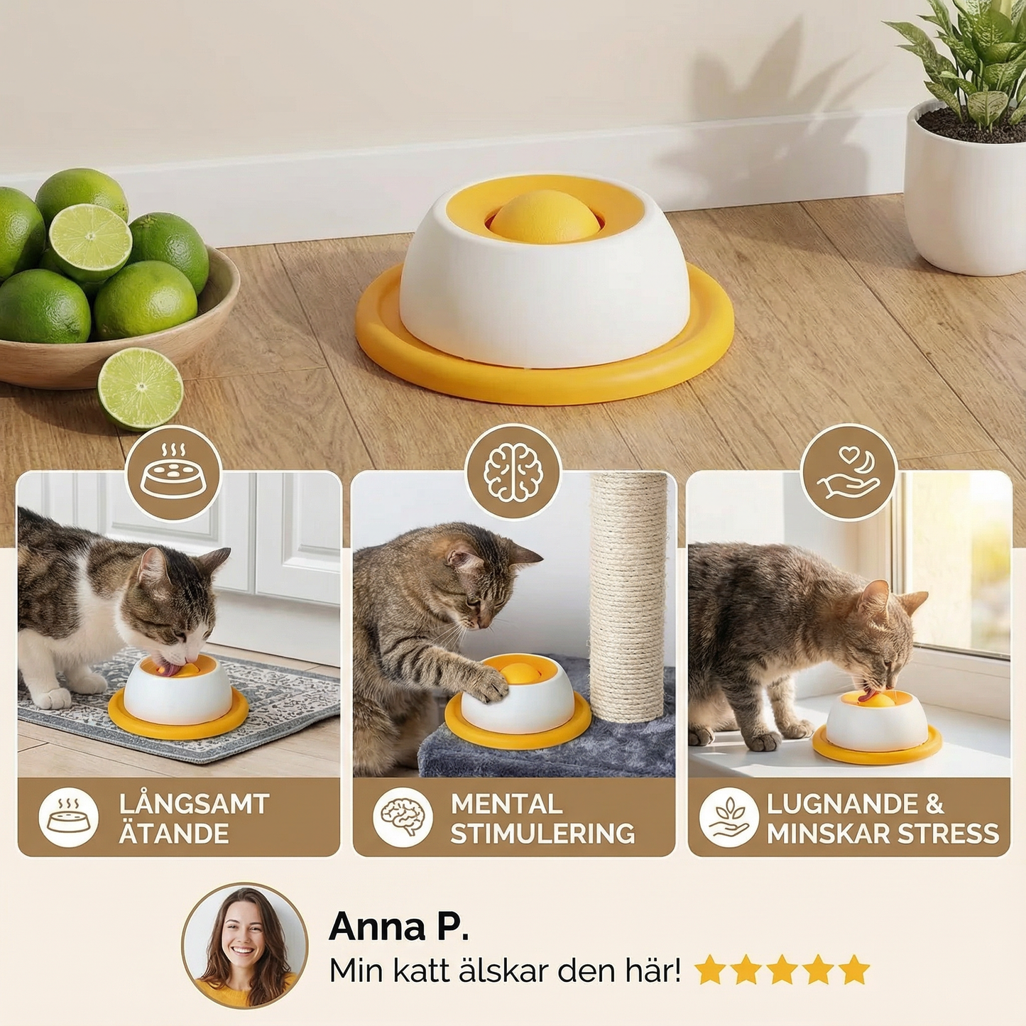Interaktiv slickleksak med snacksbricka – Slow feeder för katter