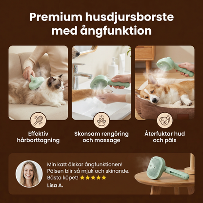 Premium husdjursborste med ångfunktion