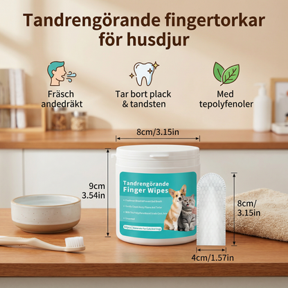Tandrengörande fingertorkar för husdjur