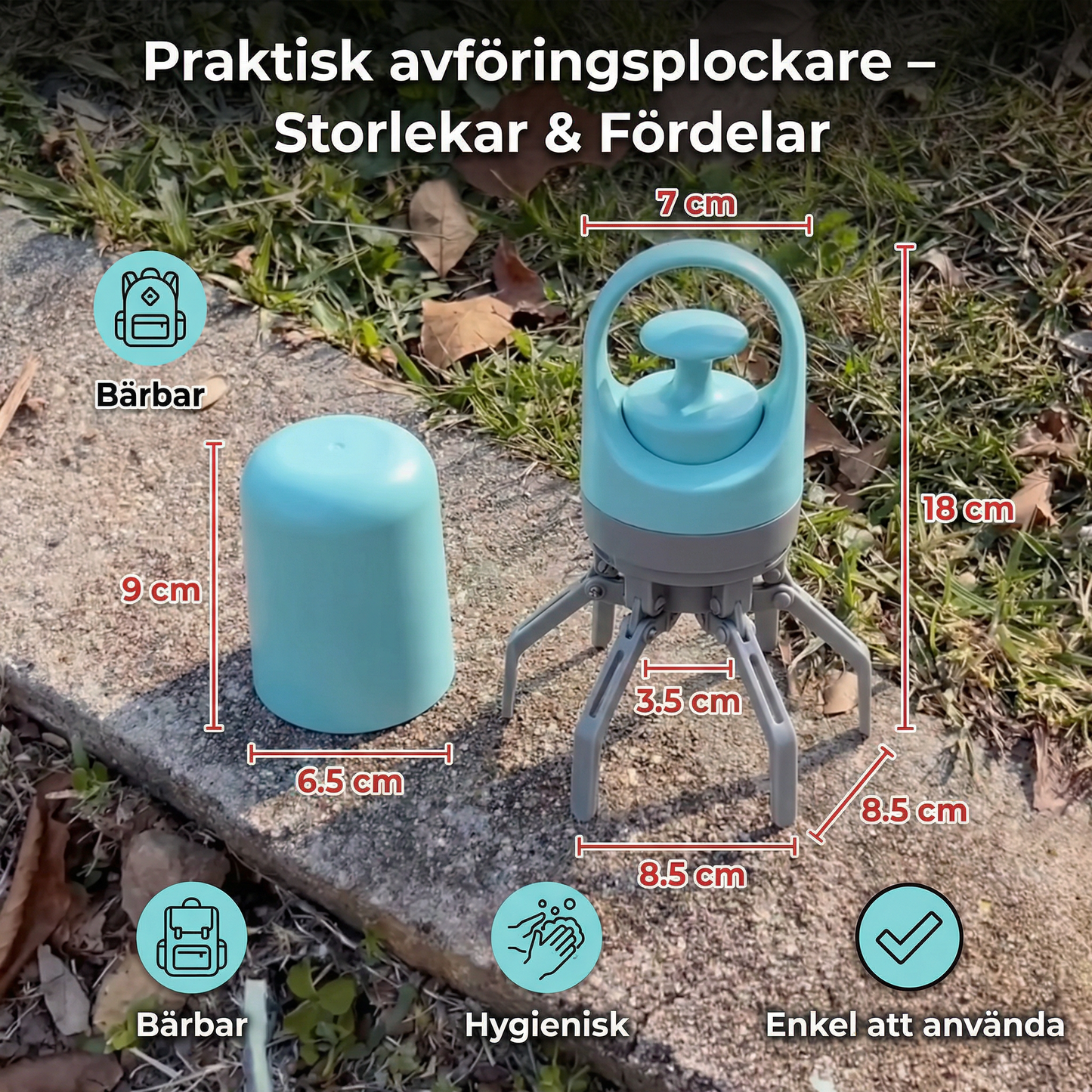 Praktisk avföringsplockare med bajspåsar – bärbart utomhusset