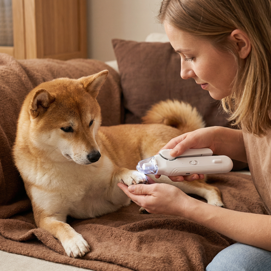 2-i-1 Ljudlös klotång och kloslip för hundar – tyst, uppladdningsbar och skonsam