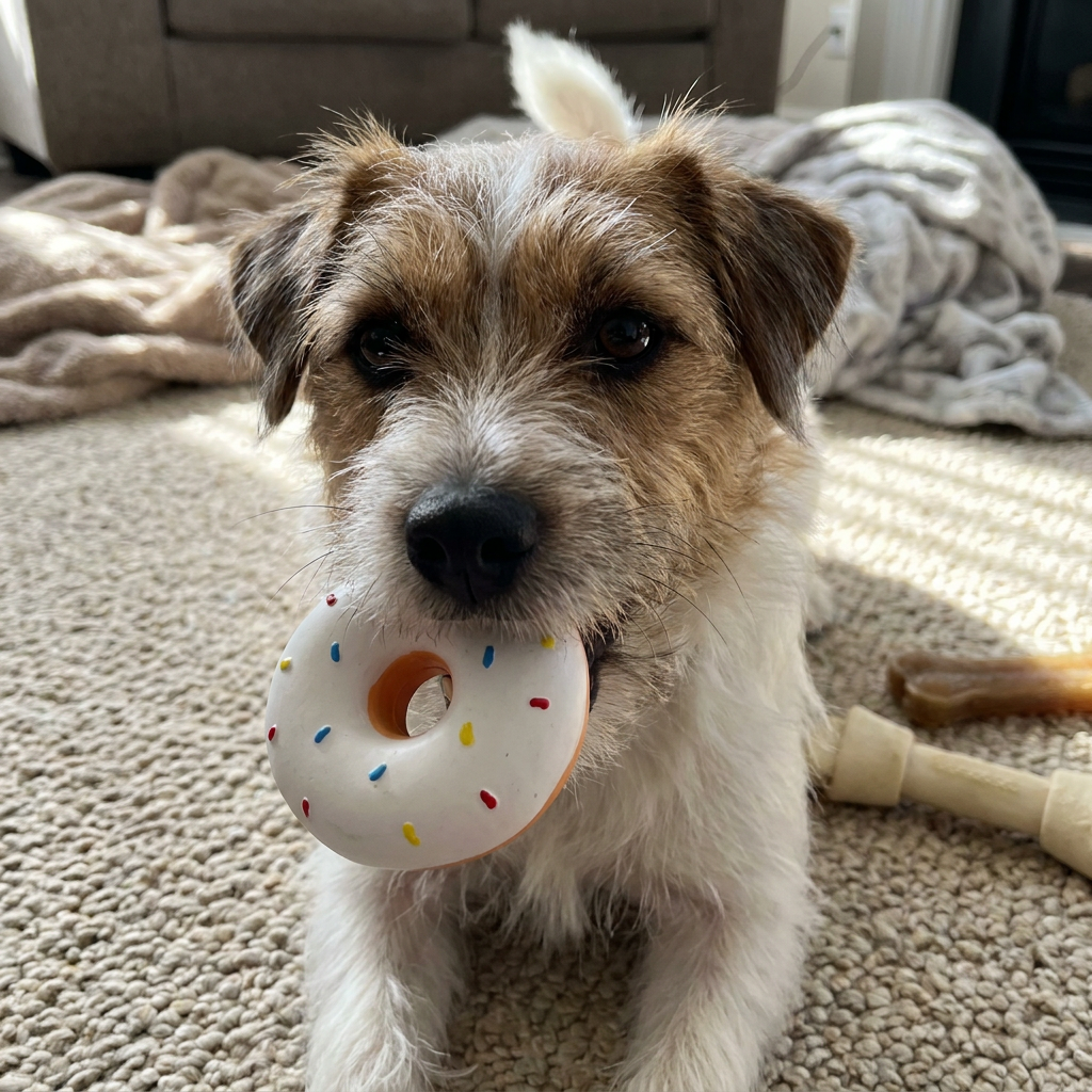 Färgglad Pipande Donut-Hundleksak